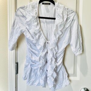 Women’s Ruffle Rhinestone Shirt